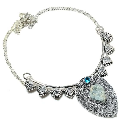 Collana gioiello in argento sterling 925 con pietra preziosa e topazio simula... - Immagine 1 di 4