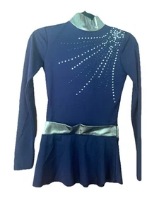 Skate/ Dance Navy Hologram Black Silver Rhinestones Small - Picture 1 of 3