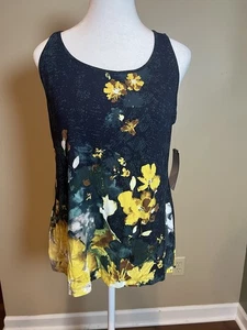Chico's Womens Size 0/ US 4 Desert Garden Polish Tank Basic Knit Classic Navy - Picture 1 of 7