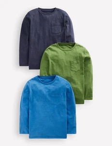 Mini Boden 3er Pack Langarm T-Shirt Brokoli Grün Blau Pack Größe: 12-13Y Neu mit Etikett - Bild 1 von 9