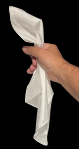 Deluxe 12” WHITE MAGIC SILK 100% Magician Trick Prop 11.5” Lapel Pocket Hanky - Picture 1 of 8