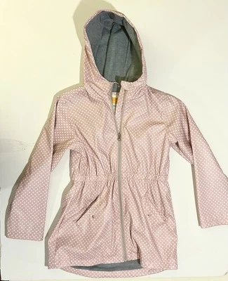 Abrigo de lluvia con capucha C&C California para niñas talla 10 rosa claro lunares forro suave Foto 1 de 4