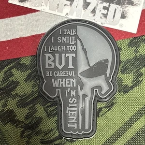 PvC 3D Punisher: Be Careful… Grey Morale Tactical Hook & Loop Patch High Quality - Picture 1 of 5