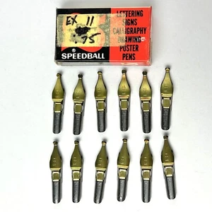 Vtg Hunt Co Speedball Pens Box Set of 12 B 1 Pen Ink Nibs B1 Round Type B-1 NOS - Picture 1 of 7