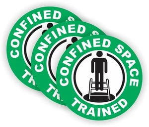 Confined Space Trained (3 Pack) HardHat Sticker (size: 2" color: G/W/B) - Picture 1 of 2