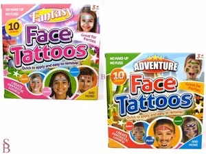 10 Kid's Face Tattoos - BNIP - Great for parties, boy girl child temporary - Picture 1 of 5