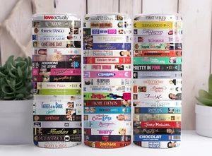 Cintas de video VHS horizontales de películas de comedia romántica RomCom vaso de 20 oz - Imagen 1 de 6
