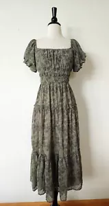 Anthropologie Midi Dress New Size Medium Floral Green Bridgerton Coquette Boho - Picture 1 of 7