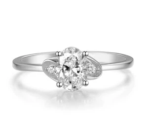 Ladies Solid 925 Silver Sterling White Sapphire 3 Stone Trilogy Engagement Ring - Picture 1 of 10