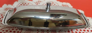 Vintage 3 Pc Chrome Butter Dish Has Glass Insert - Picture 1 of 4