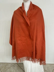 Designer Vintage 100% Cashmere Scarf Shawl In Pumpkin Made In England 28” x 80” - Picture 1 of 8