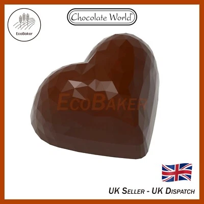 CW1913 Chocolate World Professional Polycarbonate Heart Facet Mould Chocolatier - Image 1 of 4