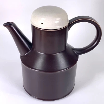 Vintage Midwinter Stonehenge Teapot Coffee Pot Brown White Cream Lid Ceramic 70s - Image 1 of 4