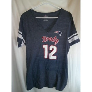 Vintage Majestic Brady 12 New England Patriots V-Neck T-Shirt XXL - Picture 1 of 3
