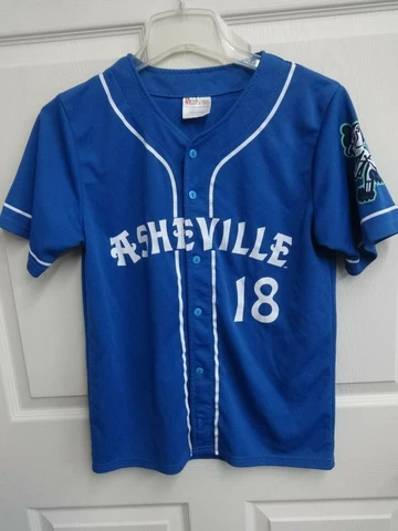2018 MiLB Asheville Tourists SGA Button Front Baseball Jersey Youth L Blue Cover
