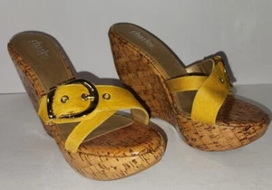 Charles By Charles David Yellow Cork Wedge Sandals 7.5M - Picture 1 of 10