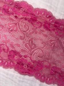 Goma de chicle de 1,6 yardas rosa caliente dos tonos galoón transparente encaje elástico 6" de ancho - Imagen 1 de 2