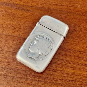 AMERICAN ETRUSCAN STYLE COIN SILVER MATCH SAFE GREEK LETTERING POUGHKEEPSIE, NY - Picture 1 of 5