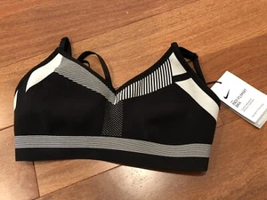 NEW Nike Flyknit Sports Bra Dry Fit Tech Size Small Black / White - Picture 1 of 4