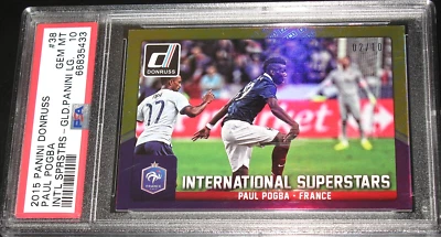 2015 Donruss Paul Pogba International Superstars Gold Logo # /10 PSA 10 Gem Mint - Image 1 of 3