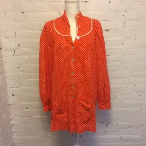 Ann Taylor mini abito smock vintage anni 70 toppa tasca rosso floreale taglia m - Foto 1 di 8