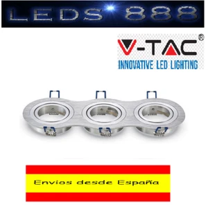 ARO TRIPLE FOCO HALOGENO EMPOTRABLE CIRCULAR BASCULANTE,EN ALUMINIO RAYADO. - Imagen 1 de 1