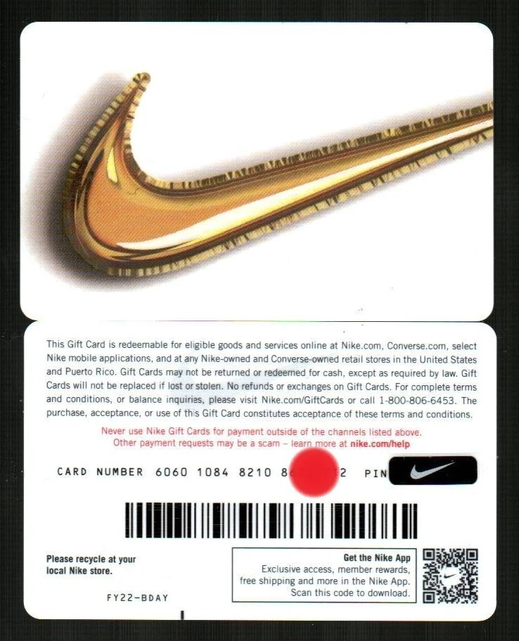 NIKE Globo Dorado Swoosh Sobre Fondo Blanco (2022) Tarjeta de Regalo ($0) V1 Foto 1 de 1