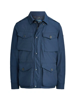 Chaqueta de Carga Polo Ralph Lauren Azul Marino Cuero Placa Oxford Field Utility Nueva $398 Foto 1 de 4