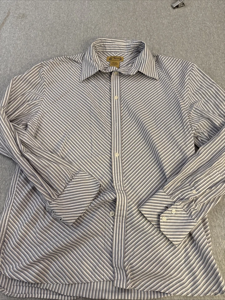 Camisa vintage a rayas cromada en Y con botones talla grande Foto 1 de 4