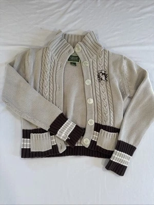 Cardigã grande feminino polo ASSN dos EUA marrom malha com botões - Imagem 1 de 4