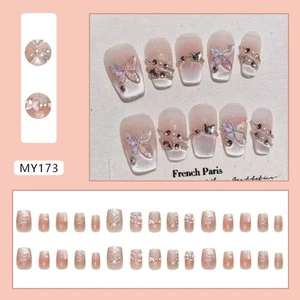 30pcs Butterfly False Nails French Nail Tips Manicure Fake Nails DIY - Picture 1 of 4