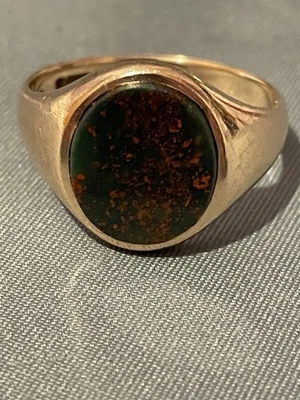9ct Bloodstone Signet Ring Hallmarked Size U&1/2 — 第 1/4 张图片