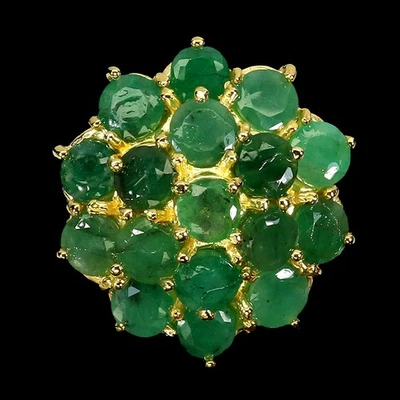 925 Sterling Silver Ring Round Emerald 5mm Natural Gemstone Jewelry Size 9 - Image 1 of 4