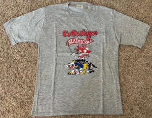 Vintage 80s Ohio State Buckeyes Beat Michigan Rivalry Sand Knit Heavy T-Shirt - Bild 1 von 4