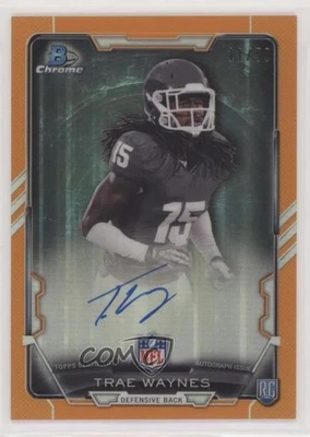 2015 Bowman Chrome Rookie Orange Refractor /50 Trae Waynes #RCRA-TW Auto RC - Image 1 of 2