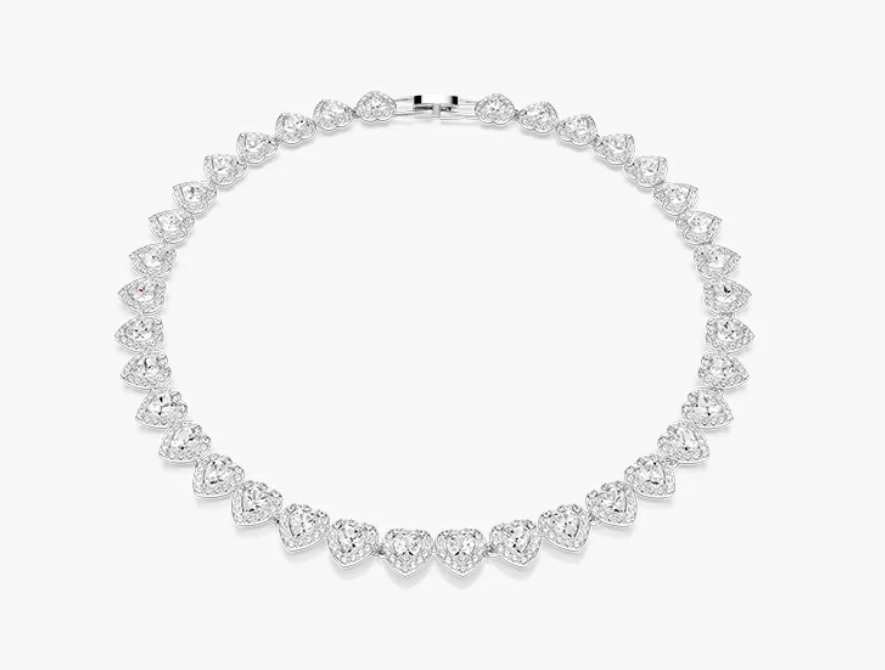 Swarovski Ariana Grande Tennis Necklace Mixed cuts Heart Rhodium plated 5720857