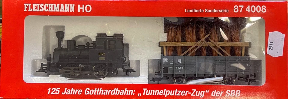 Fleischmann H0 87 4008 Zugset Tunnelputzerzug der SSB selten in OVP Z0 (2511) - Bild 1 von 4