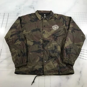 Active Camo Jacket Mens Medium Brown Green Collared Lightweight Windbreaker - Picture 1 of 11