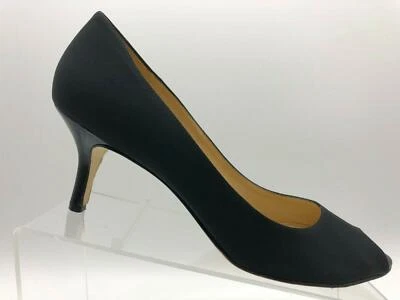 Vestido de salón Bruno Magli de tela negra punta abierta tacón alto charol sin cordones para mujer 10B Foto 1 de 4