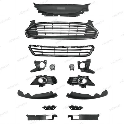 Front Bumper Grill and Lower Mesh for Ford Fusion 2013-2016 with Fog Light Kit Foto 1 de 4