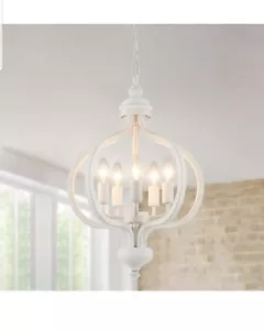 White Chandeliers Ceiling Light, 5 Lights French Country Chandelier Vintage - Picture 1 of 7