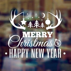 Merry Christmas Decorative Vintage Home Shop Window Wall Sticker Graphic Sign - Picture 1 of 1