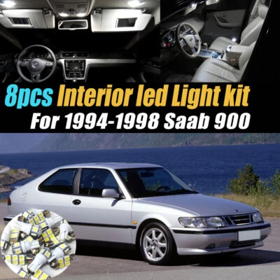 Kit de bombillas LED interiores de coche súper blancas de 8 piezas para Saab 900 1994-1998 Foto 1 de 4