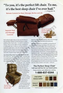 Masajeador reclinable Perfect Sleep Chair 2014 anuncio impreso antiguo idea de regalo única (1901) - Imagen 1 de 1