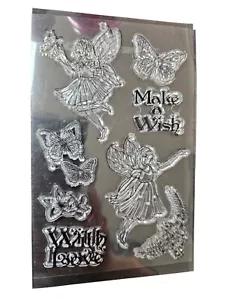 Set di francobolli trasparenti fata e farfalla per scrapbooking e cardmaking - Foto 1 di 4