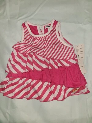 NWT DKNY "Pink/White Abstract Stripes" Dress - SZ. 12 months - Image 1 of 4