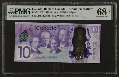2017 Canada $10 Dollars Polymer, 150th Ann. Comm., BC-75, EPQ Superb UNC PMG 68 - Image 1 of 2