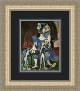 Pablo Picasso Woman with Dog Custom Framed Print - Picture 1 of 2