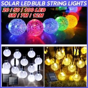 LED String Lights SOLAR POWERED Retro Bulb Garden Fairy Ball Hangin Outdoor Lamp - Picture 1 of 14