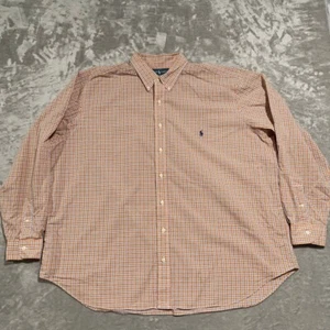 Ralph Lauren Shirt Mens 2XB Orange Plaid Classic Fit Long Sleeve Preppy Casual - Picture 1 of 7